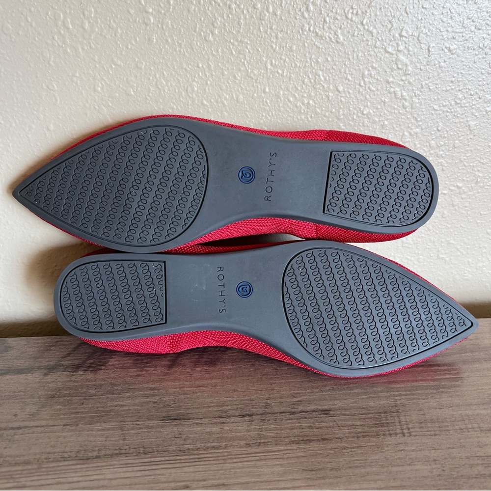 Rothy’s The Point Red Flats Women’s Size 7.5 Slip On Casual Washable Lightweight - Picture 8 of 10